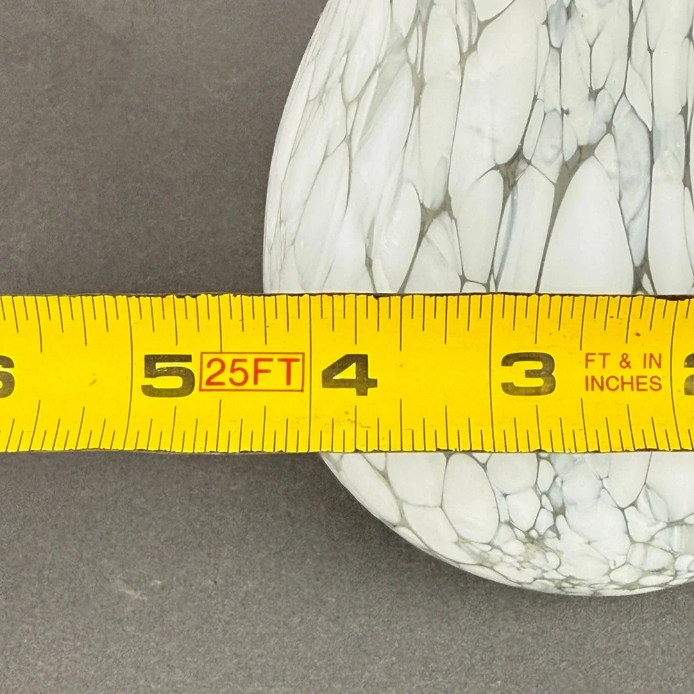 Art Glass Vase White speckled beans Mottled Hand Blown 8